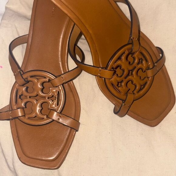Tory Burch Miller Bombé Low Heel Sandals/Dust Bag Caramel Corn 8 - Picture 6 of 16